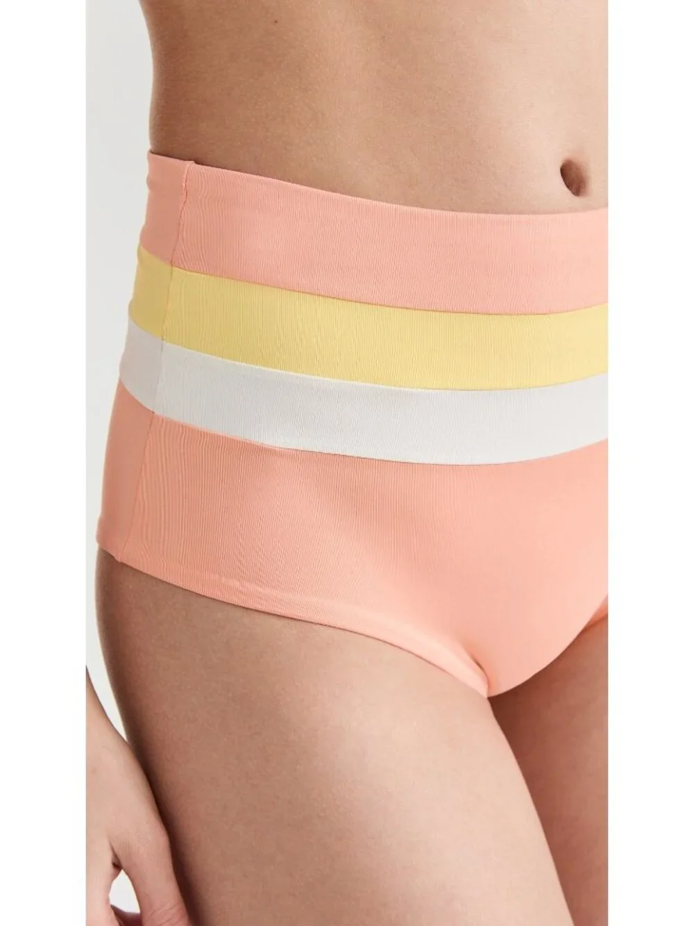 L*Space Portia Stripe Bikini Bottoms in Tangy/Lemon Drop/Cream New Womens